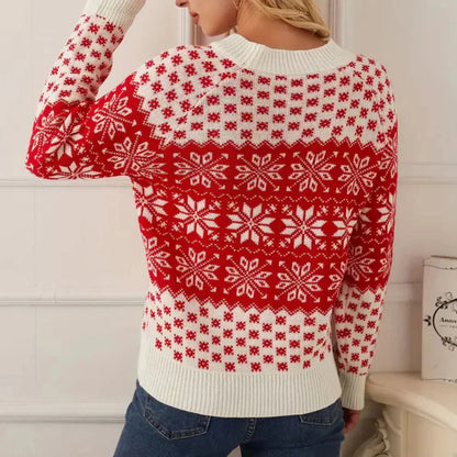 Weihnachtlicher Damen-Pullover mit Schneeflocken-Motiv