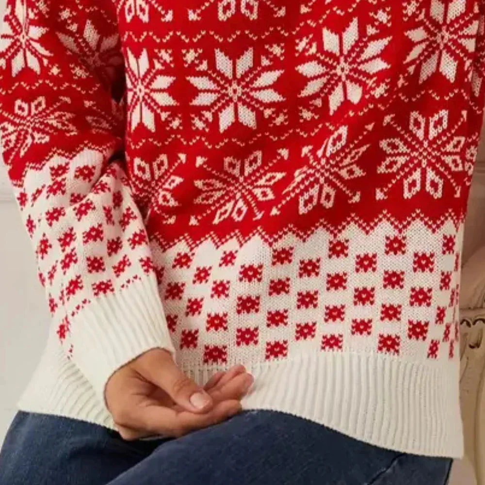 Weihnachtlicher Damen-Pullover mit Schneeflocken-Motiv