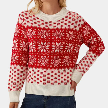 Weihnachtlicher Damen-Pullover mit Schneeflocken-Motiv