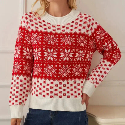 Weihnachtlicher Damen-Pullover mit Schneeflocken-Motiv