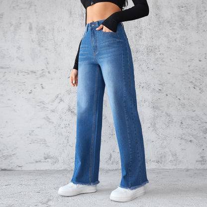 Weit geschnittene Jeans mit hoher Taille und weitem Bein